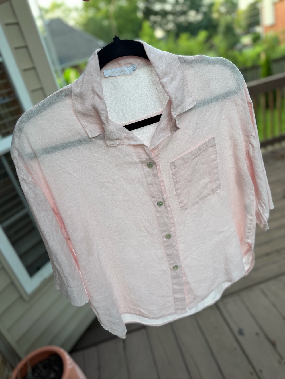 Milio Milano - Light Pink Linen Button Front Blouse